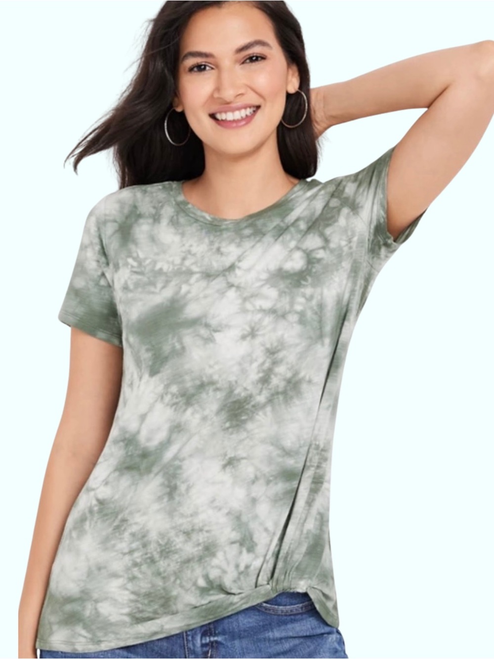 Relaxed Tie-Dye Short Sleeve Tee in Olive Green